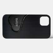 Slick Black Metallic Texture Monogram Case-Mate iPhone Case (Achterkant (horizontaal))