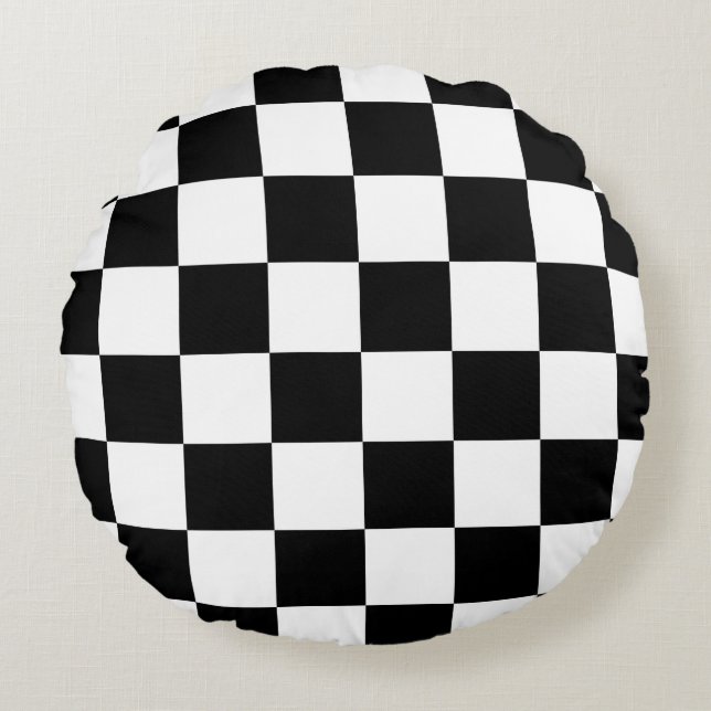 Slick Checker Rond Kussen (Voorkant)