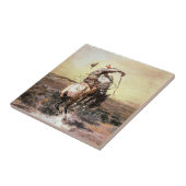 “Slick Rider” Western Art van Charles M Russell Tegeltje (Zijkant)