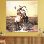 "Slick Rider" Westerne kunst van Charles M Russell Canvas Afdruk (Insitu (Woonkamer))