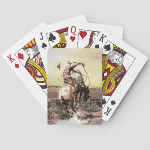 “Slick Rider” Westerse kunst van Charles M Russell Pokerkaarten