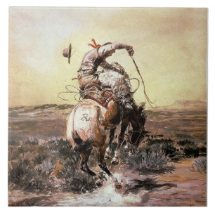 “Slick Rider” Westerse kunst van Charles M Russell Tegeltje