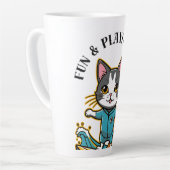 Sliding Cat Fun & Playful Vibes Latte Mok (Linkerhoek)