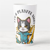 Sliding Cat Fun & Playful Vibes Latte Mok (Voorkant)