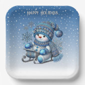 Sliding Snowman Christmas Holiday Paper Bord (Voorkant)