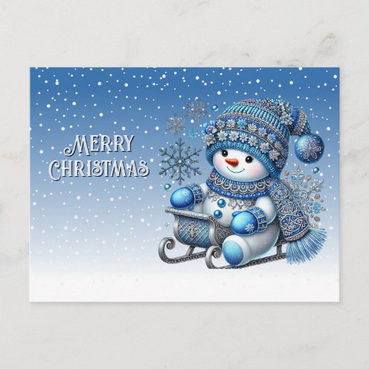 Sliding Snowman Holiday Christmas Briefkaart (Voorkant)