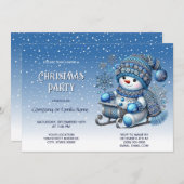Sliding Snowman kerstfeest uitnodiging (Voorkant / Achterkant)