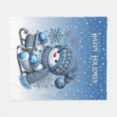 Sliding Snowman Kerstvakantie Fleece Deken (Voorkant (Horizontaal))