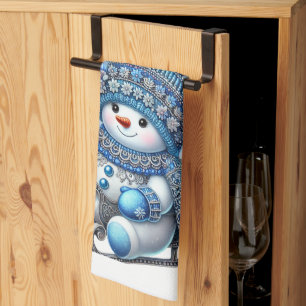 Sliding Snowman Kerstvakantie Keuken Handdoek