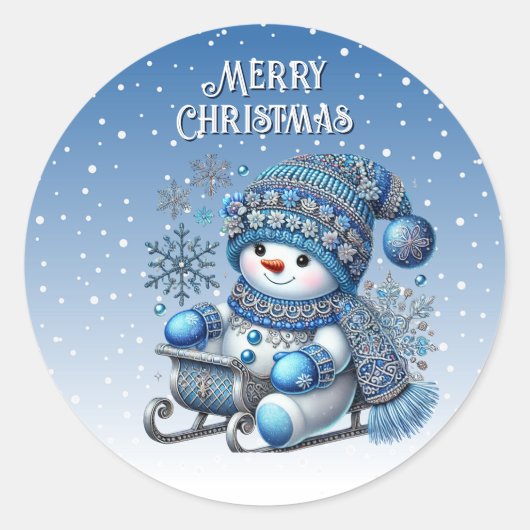 Sliding Snowman Kerstvakantie Sticker (Voorkant)
