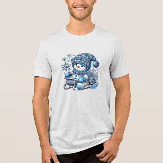 Sliding Snowman Mannen T-Shirt Tri-Blend Shi (Voorkant)