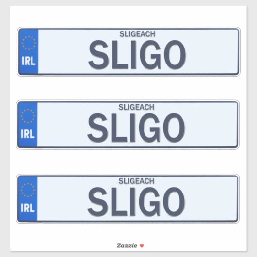 Sligo de comté Sligo Stickers de plaque d'immatric (Feuille)