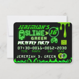 Slijm Groen VIP Verjaardagsfeest Creditcard Kaart