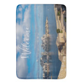 Slijmhaven en wolkenkrabbers op Malta Badmat (Voorkant Verticaal)