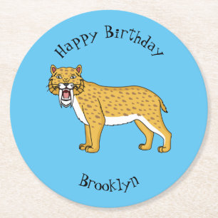 Slijmtandtijgerillustratie Ronde Kartonnen Onderzetter