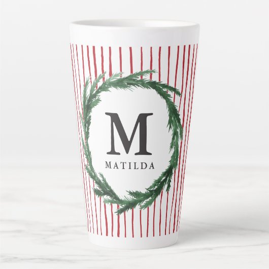 Slijp- en waterverf initiaal met kerstmis latte mok (Voorkant)