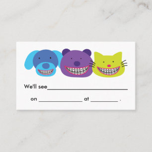 Slijpdieren in de braces-orthodontist afsprakenkaartje