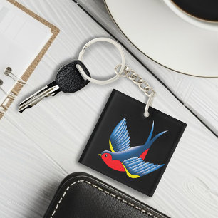 Slik rood blauw Tattoo door Sleutelhanger