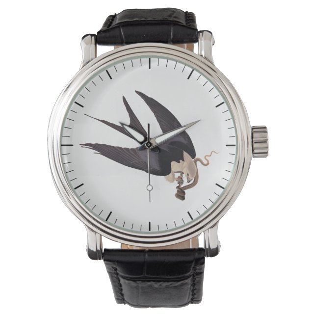Slik Tailed Hawk door met Snake  Audubon Horloge (Voorkant)