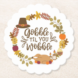 Slik tot je Wobbelt Gelukkig Thanksgiving Kartonnen Onderzetters