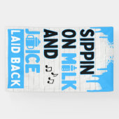 Slikkend op Melk en Sap Blauwe & Zwarte Hip Hop Spandoek (Horizontaal)