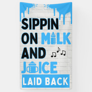Slikkend op Melk en Sap Blauwe & Zwarte Hip Hop Spandoek