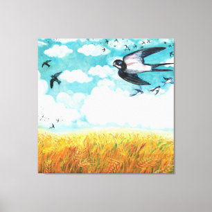 Slikt over een Illustratie van het tarwegebied Canvas Afdruk