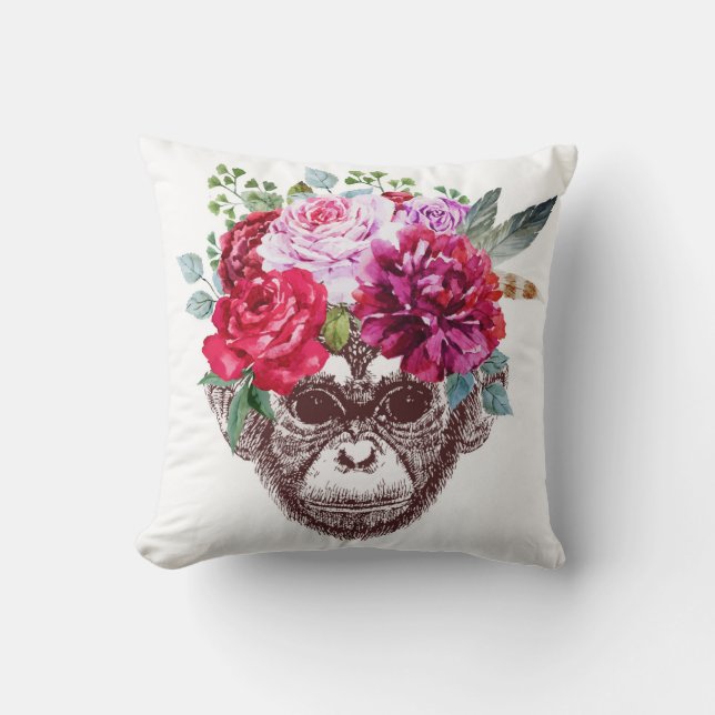 Slim aapje (wit) kussen (Voorkant)