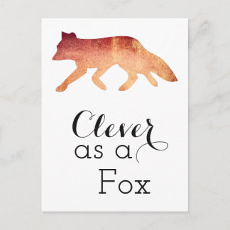 Slim als een Vos Typografische Aquarel Briefkaart