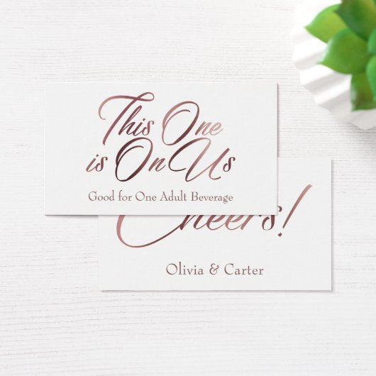 Slim, Bold, Elegant Rose Gold Script Drink Billets (Bureau)