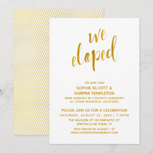 Slim Gouden Chevron We Eloped Post Huwelijksfeest Kaart