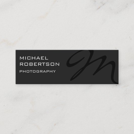 Slim Grey Black Monogram Fotografie Visitekaartje (Voorkant)