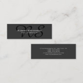 Slim Grey Black Script Monogram Visitekaartje (Voorkant / Achterkant)