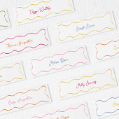 Slim Hand Getrokken Kleurrijke Curvy Wedding Place Kaart