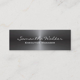 Slim Handschrift Modern Trendy Metallic Grey Mini Visitekaartje