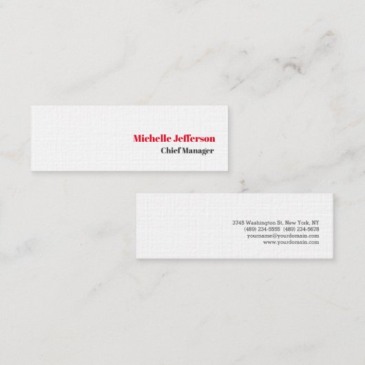 Slim Professional modern Linen Elegant Simple Mini Visitekaartje (Voorkant / Achterkant)
