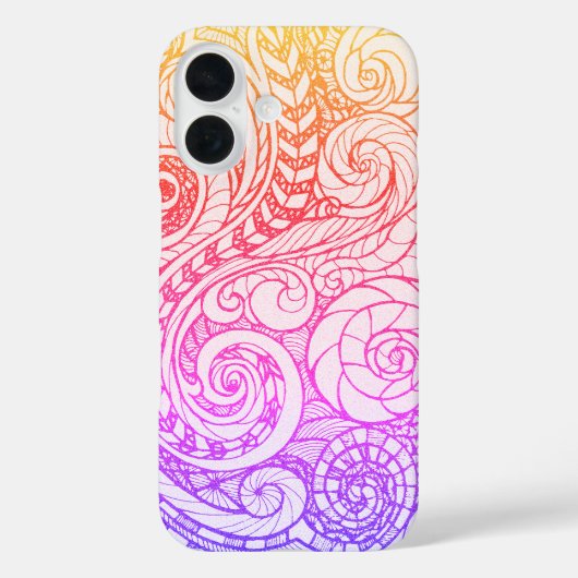 Slim Rainbow Doodle iPhone 16 Hoesje (Achterkant)