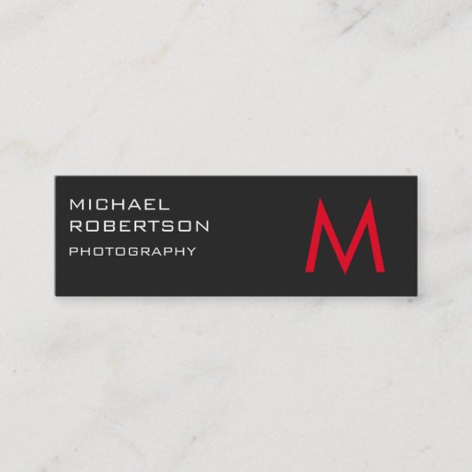 Slim Red Gray Monogram Fotografiet Visitekaartje (Voorkant)