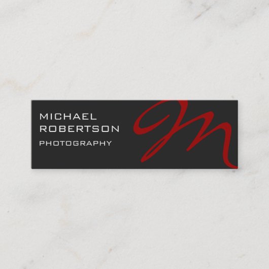Slim Red Gray Monogram Fotografiet Visitekaartje (Voorkant)