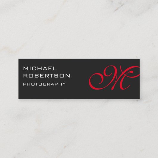 Slim Red Gray Monogram Fotografiet Visitekaartje (Voorkant)