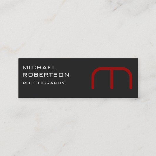 Slim Red Gray Monogram Fotografiet Visitekaartje (Voorkant)