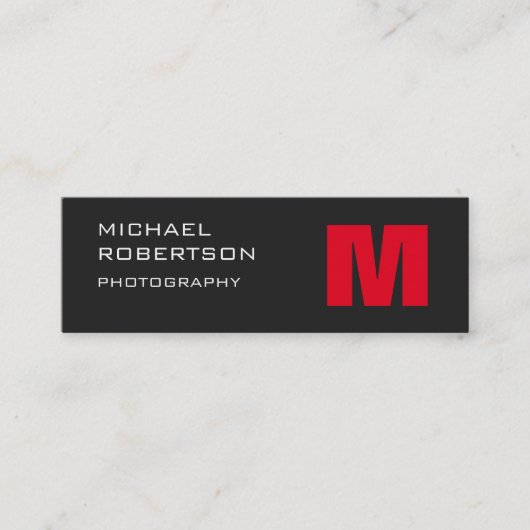 Slim Red Gray Monogram Fotografiet Visitekaartje (Voorkant)