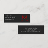 Slim Red Gray Monogram Fotografiet Visitekaartje (Voorkant / Achterkant)