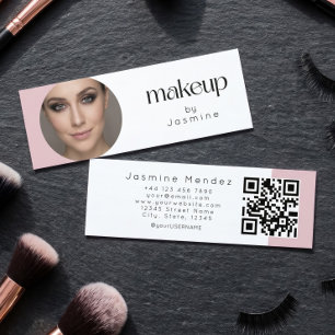 Slim Roze Witte Beauty Professional MUA Foto Qr Mini Visitekaartje