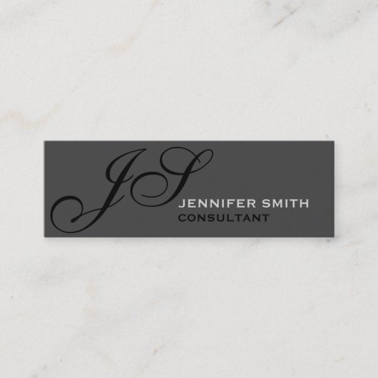 Slim Script Monogramme Consultant Carte de visite  (Devant)