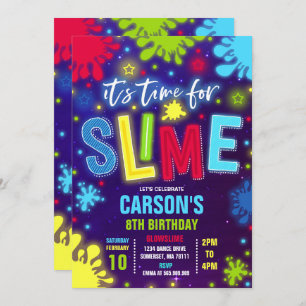 Slim-uitnodiging voor Slim-wedstrijd Neon Slime Pa Kaart