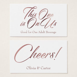 Slim, Vet, elegant Roos Gold Script Drink Tickets Visitekaartje
