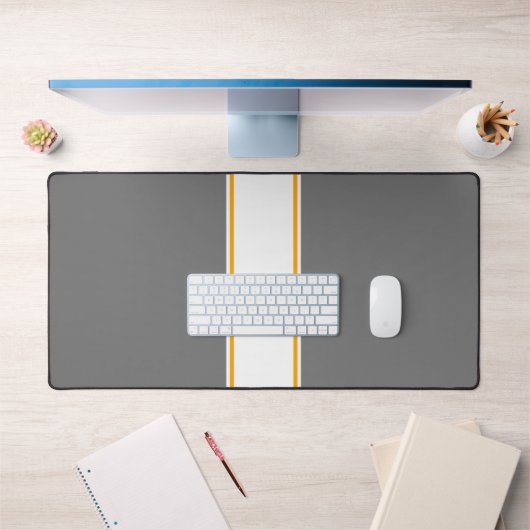 Slim White Yellow Racing Stripes Sur Elegant Grey (Bureau 1)