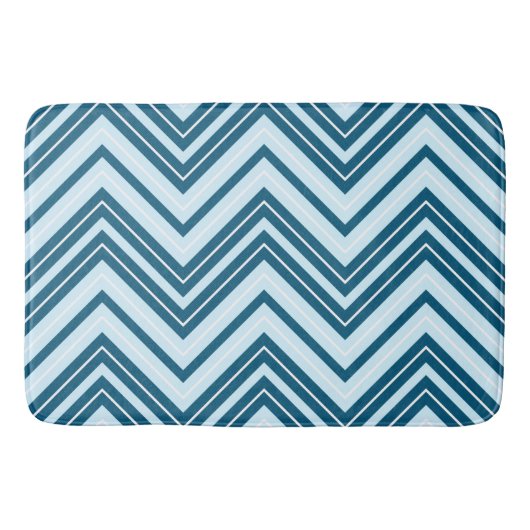 Slim Zigzag Patroon Blauw & Wit Badmat (Voorkant)