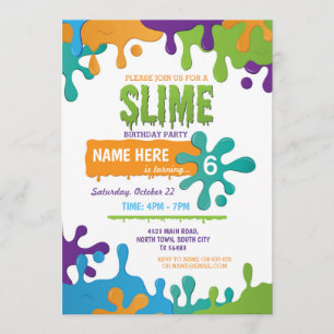Slime Birthday Driding Girls garçons Invitation